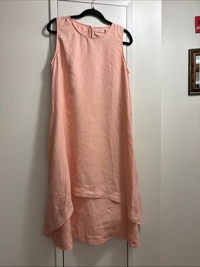 Magic Linen Light peach Sleeveless Linen High-Low Dress